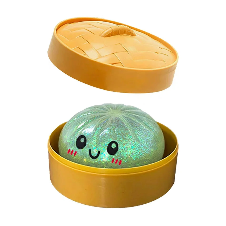 Dumpling Squishy con Glitter en Caja | Juguete Sensorial Antiestrés | Pack de 1 a 12 Piezas