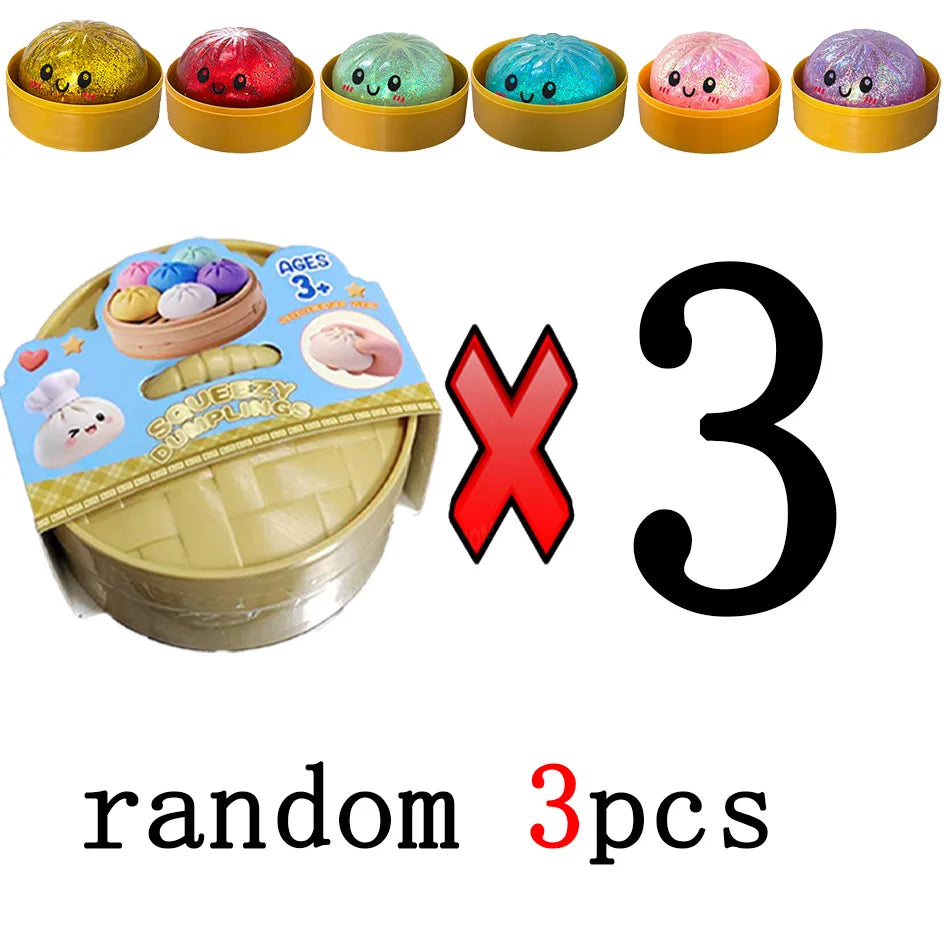 Dumpling Squishy con Glitter en Caja | Juguete Sensorial Antiestrés | Pack de 1 a 12 Piezas