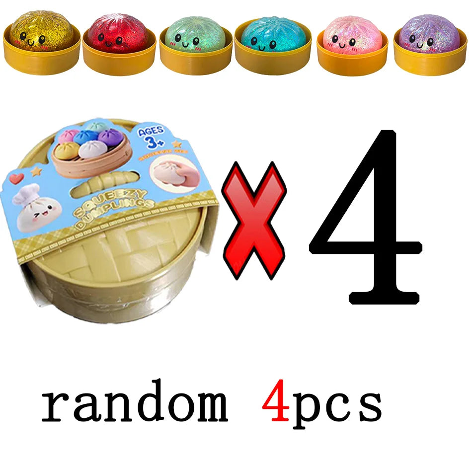 Dumpling Squishy con Glitter en Caja | Juguete Sensorial Antiestrés | Pack de 1 a 12 Piezas