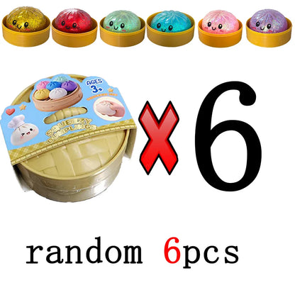 Dumpling Squishy con Glitter en Caja | Juguete Sensorial Antiestrés | Pack de 1 a 12 Piezas