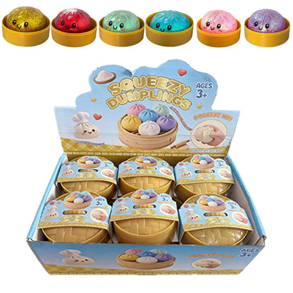 Dumpling Squishy con Glitter en Caja | Juguete Sensorial Antiestrés | Pack de 1 a 12 Piezas