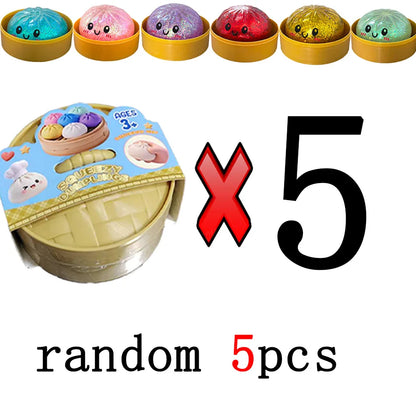 Dumpling Squishy con Glitter en Caja | Juguete Sensorial Antiestrés | Pack de 1 a 12 Piezas
